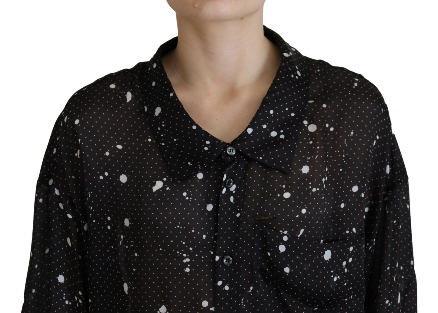 Dsquared² Black polka dot button down blouse top