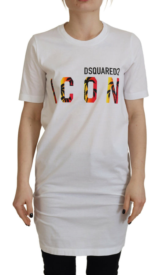 Dsquared² White cotton crew neck T-shirt with icon logo print