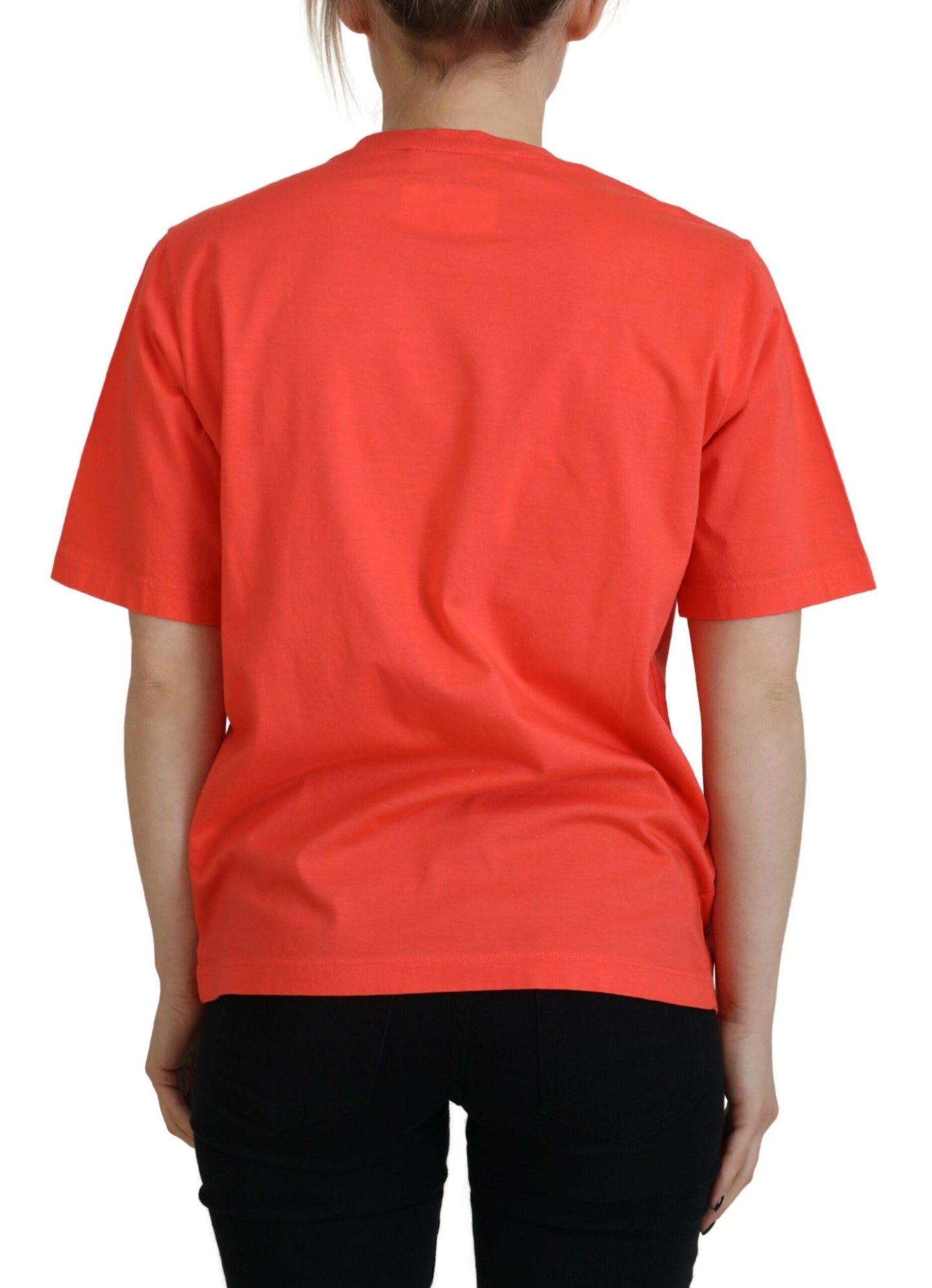 Dsquared² Orange cotton logo t-shirt with round neck and short sleeves