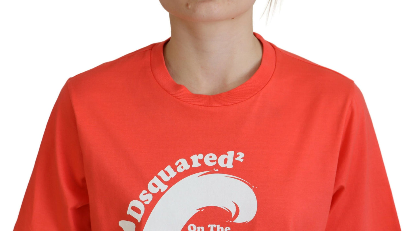 Dsquared² Orange cotton logo t-shirt with round neck and short sleeves