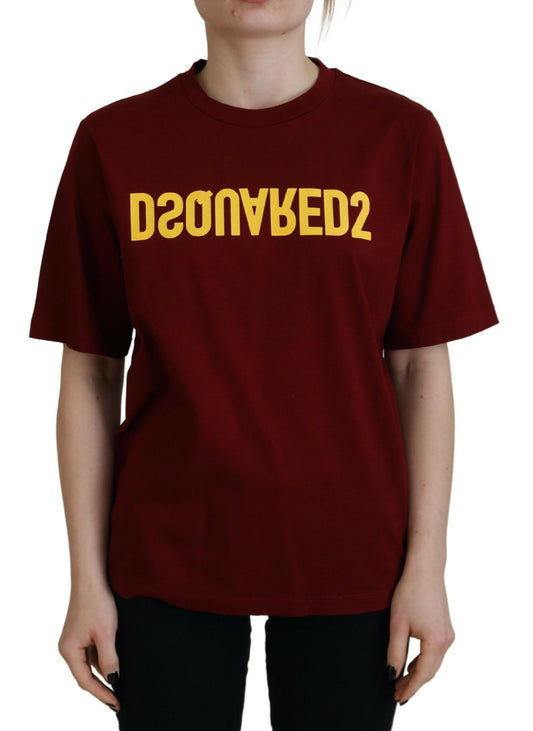 Dsquared² Maroon Logo Cotton Crewneck Short Sleeve T-Shirt