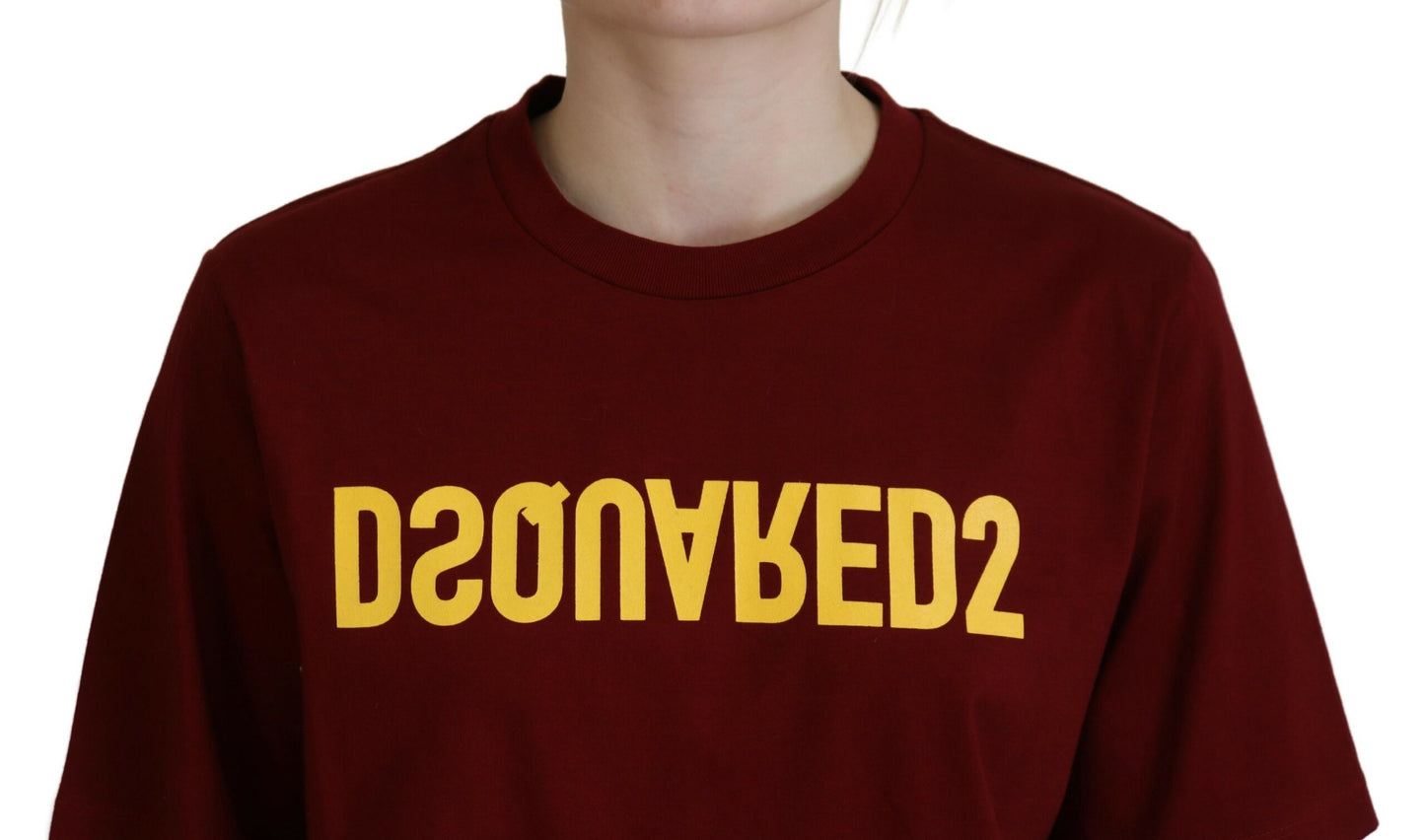 Dsquared² Maroon Logo Cotton Crewneck Short Sleeve T-Shirt