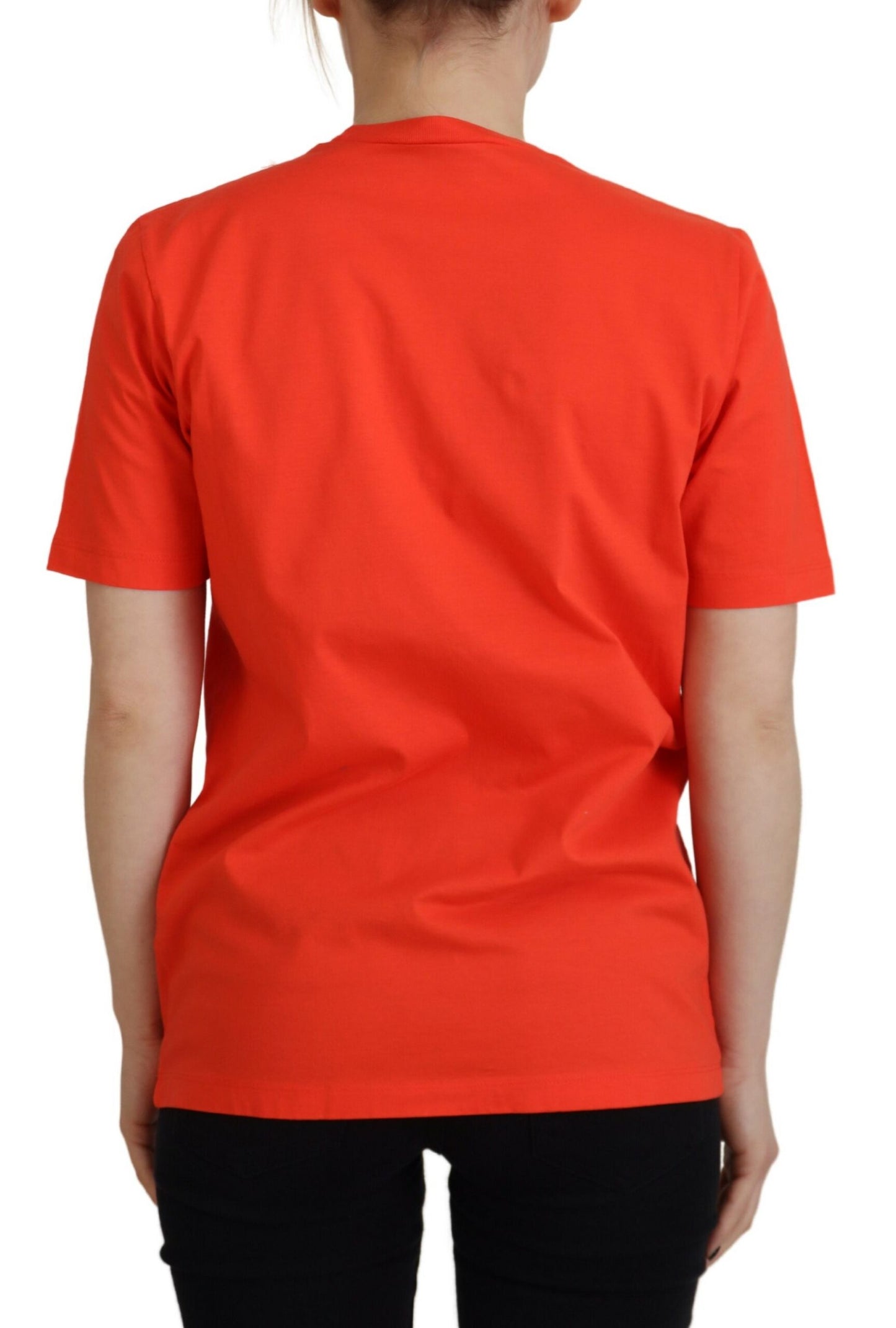 Dsquared² Orange Cotton Shine Icon East Tee Crew Neck T-Shirt