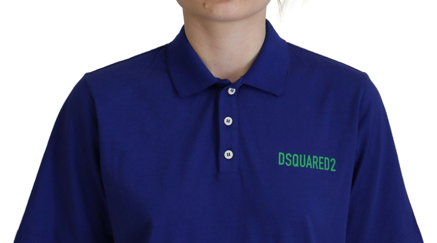 Dsquared² Blue Collared Writings Short Sleeve Polo Shirt