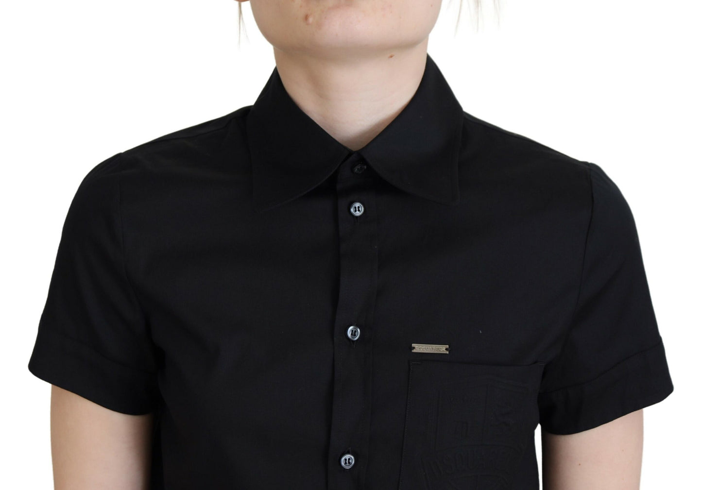 Dsquared² Black polo shirt with button placket and short sleeves