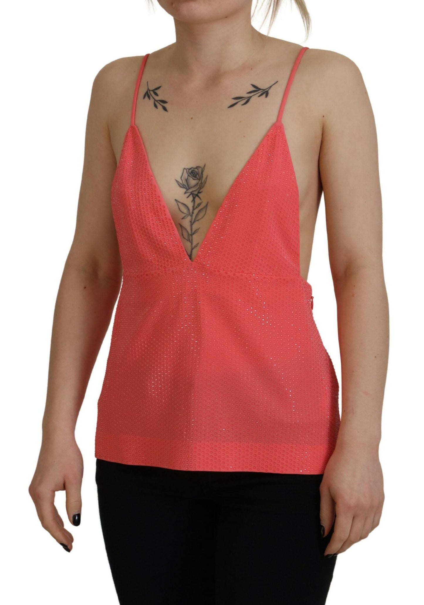 Dsquared² Pink Sleeveless Spaghetti Strap V-Neck Cami Top