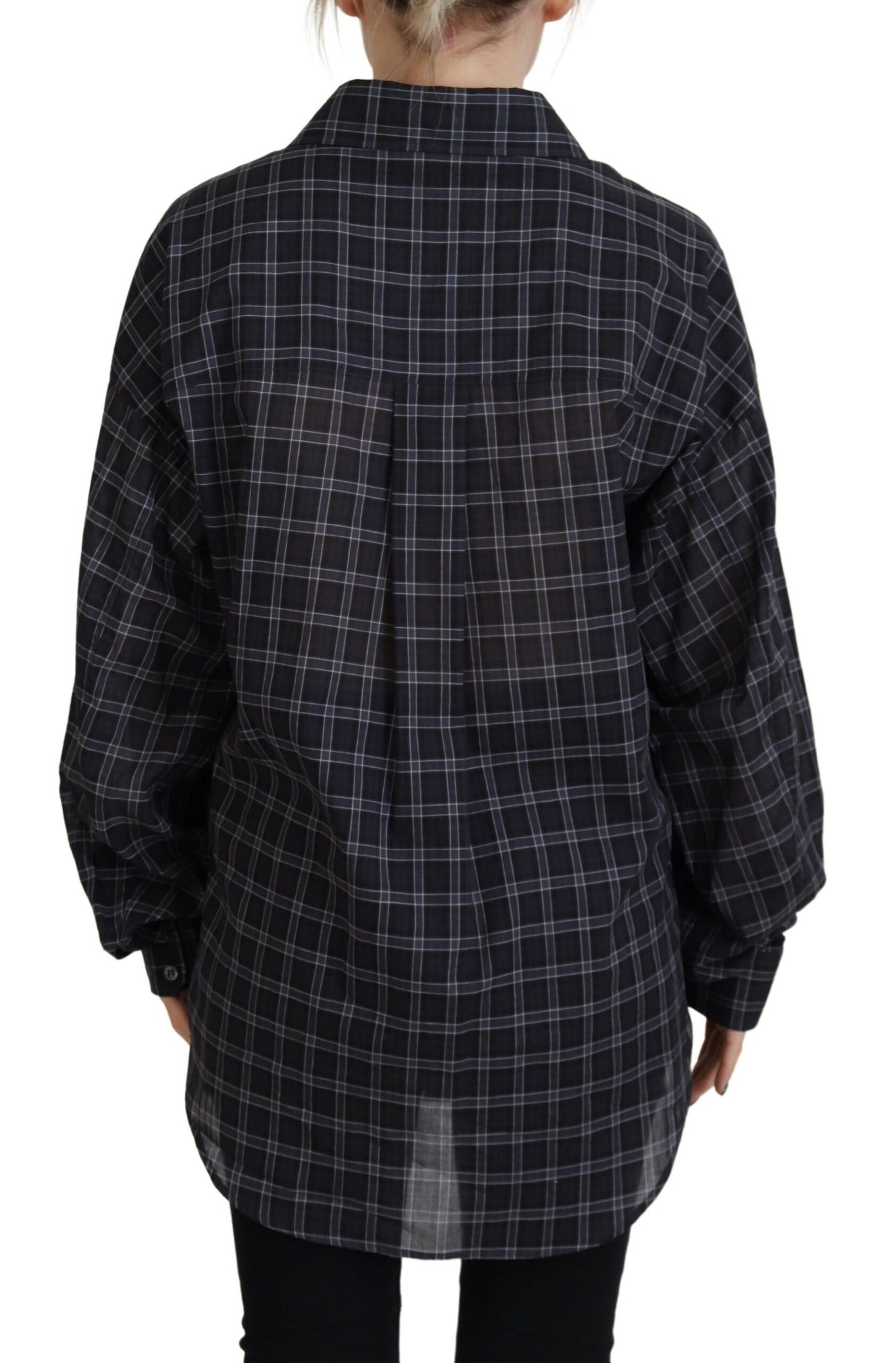 Dsquared² Black shirt with checked collar and long sleeves