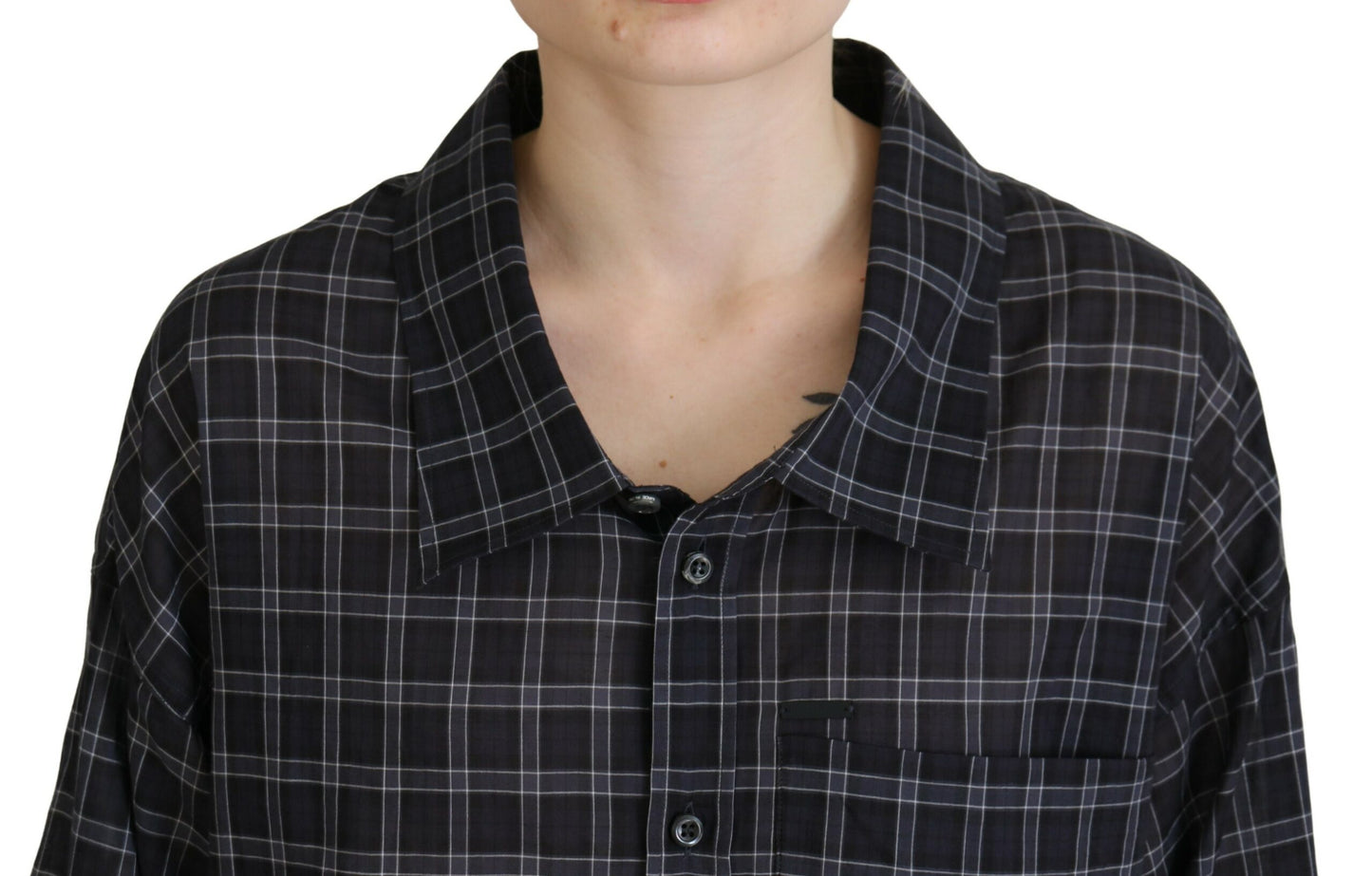 Dsquared² Black shirt with checked collar and long sleeves