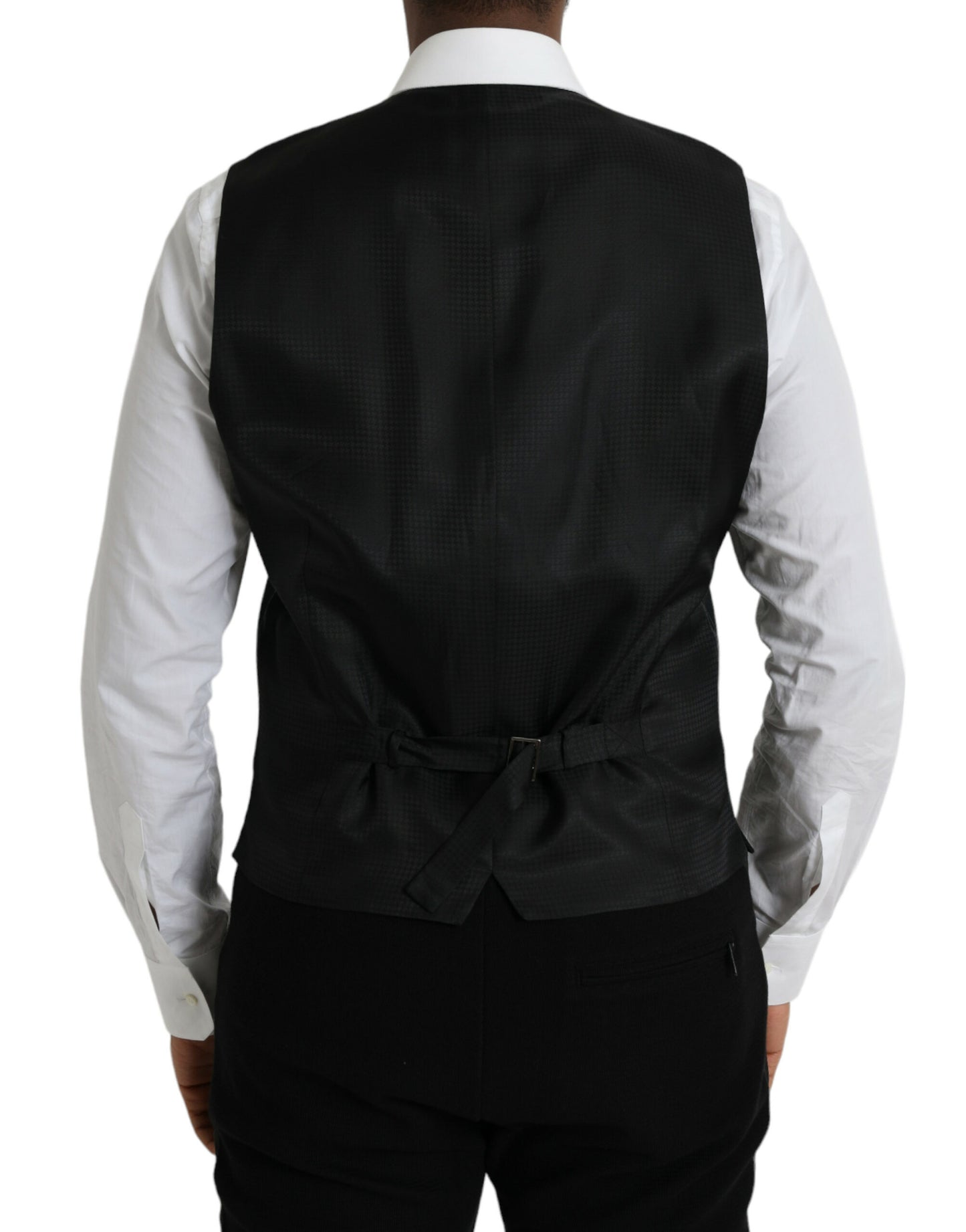 Dolce &amp; Gabbana Black Wool Vest Dress Formal Waistcoat