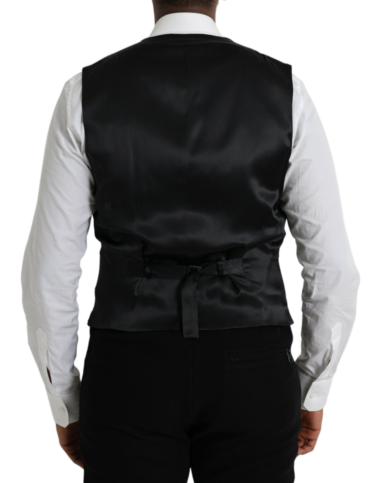 Dolce &amp; Gabbana Black Wool Vest Dress Formal Waistcoat