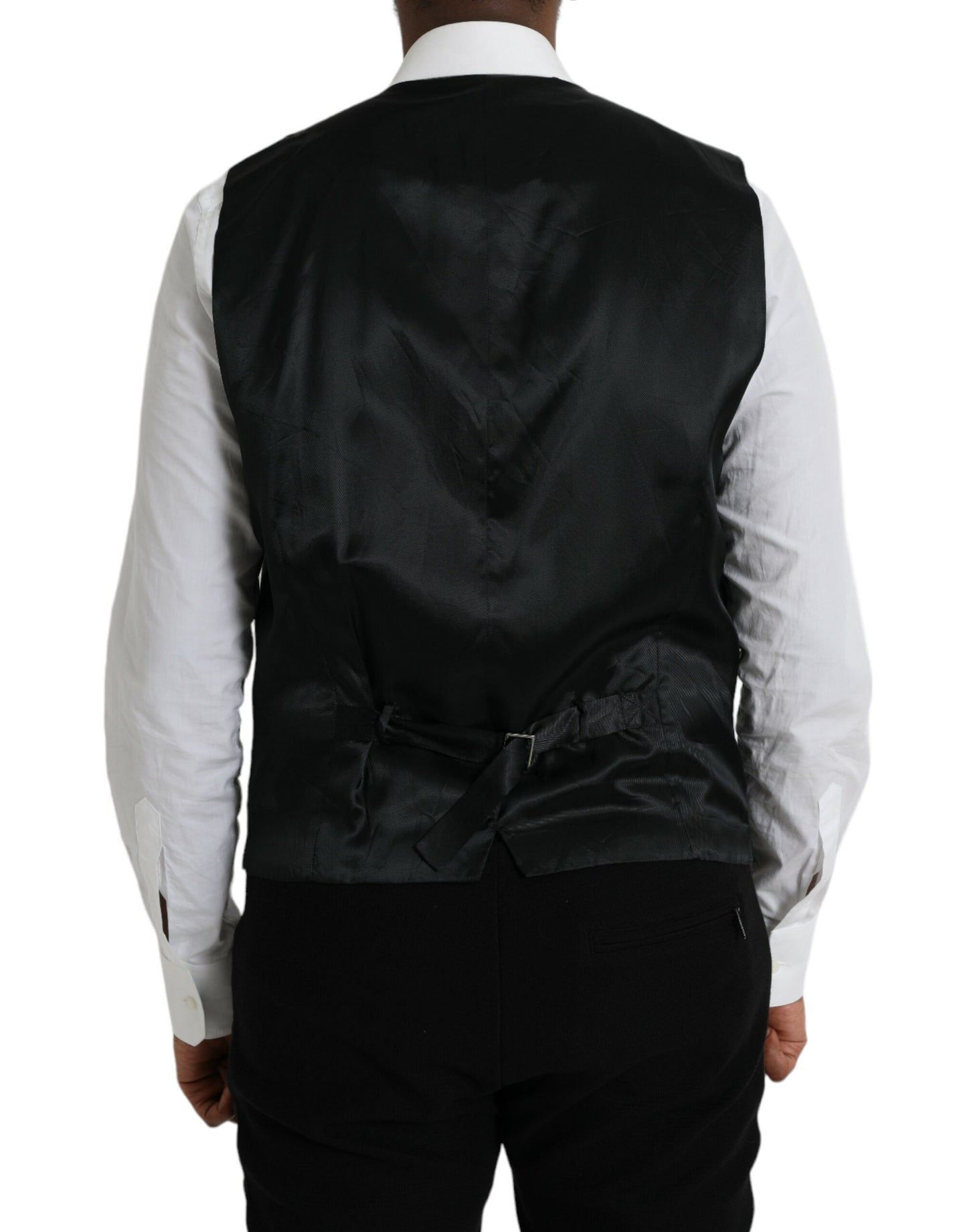 Dolce &amp; Gabbana Black Wool Vest Dress Formal Waistcoat