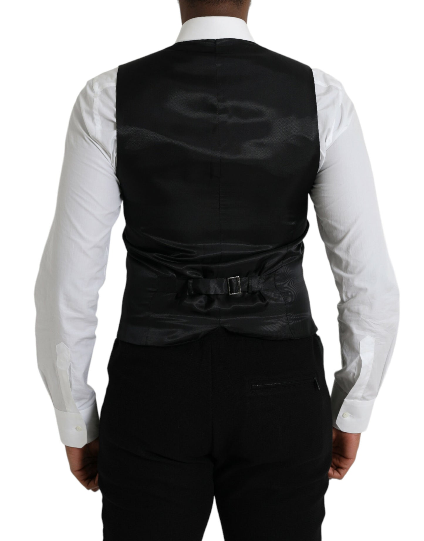 Dolce &amp; Gabbana Black Wool Vest Dress Formal Waistcoat