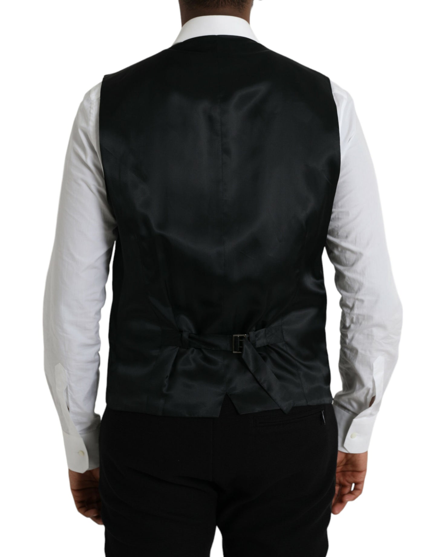 Dolce &amp; Gabbana Black Wool Vest Dress Formal Waistcoat