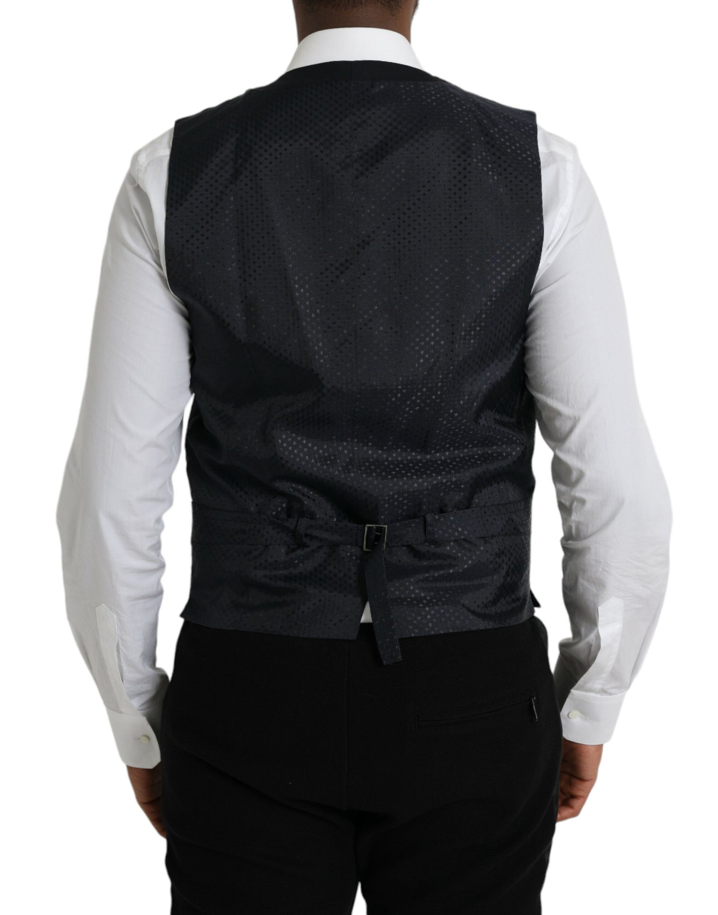 Dolce &amp; Gabbana Black Wool Vest Dress Formal Waistcoat