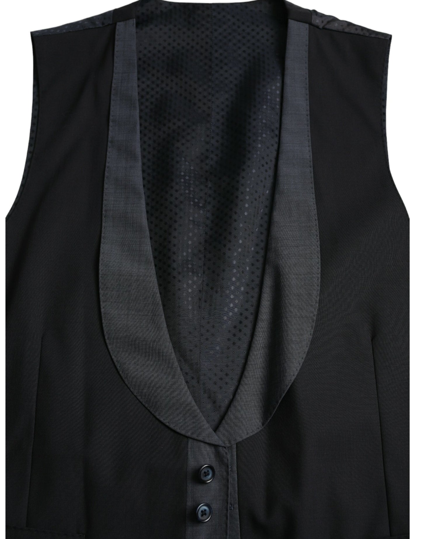 Dolce &amp; Gabbana Black Wool Vest Dress Formal Waistcoat