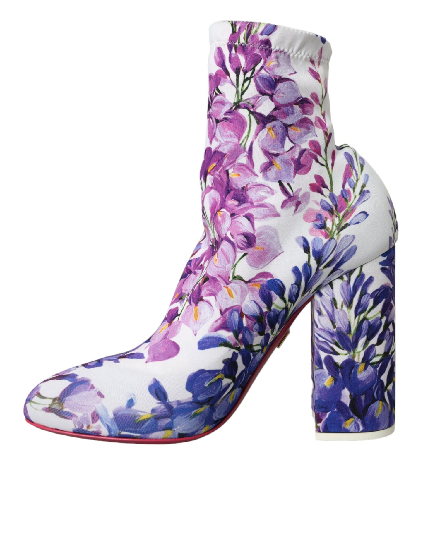 Dolce &amp; Gabbana White Floral Jersey Stretch Boots Shoes