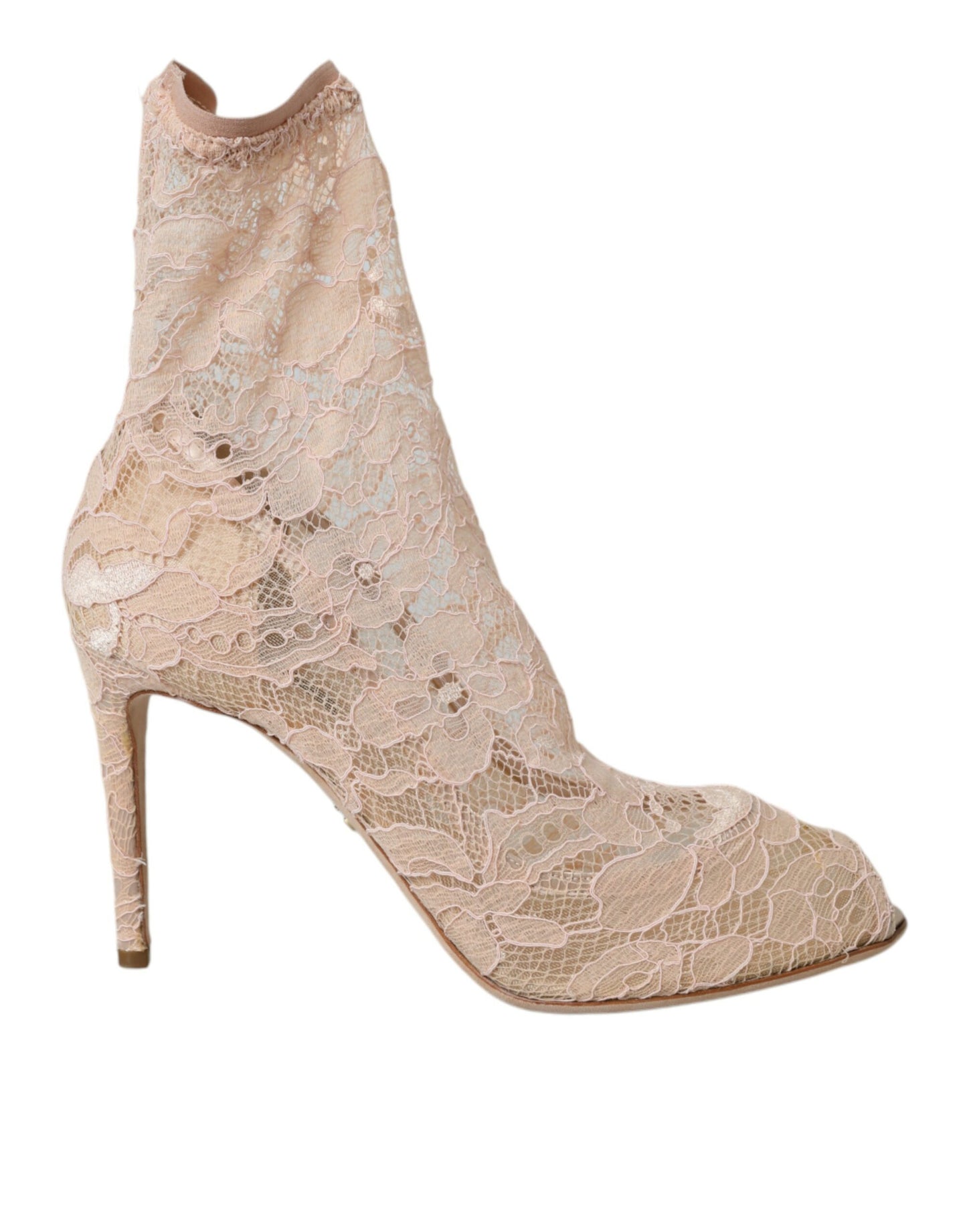 Dolce &amp; Gabbana Beige Stretch Taormina Lace-Up Boots Shoes