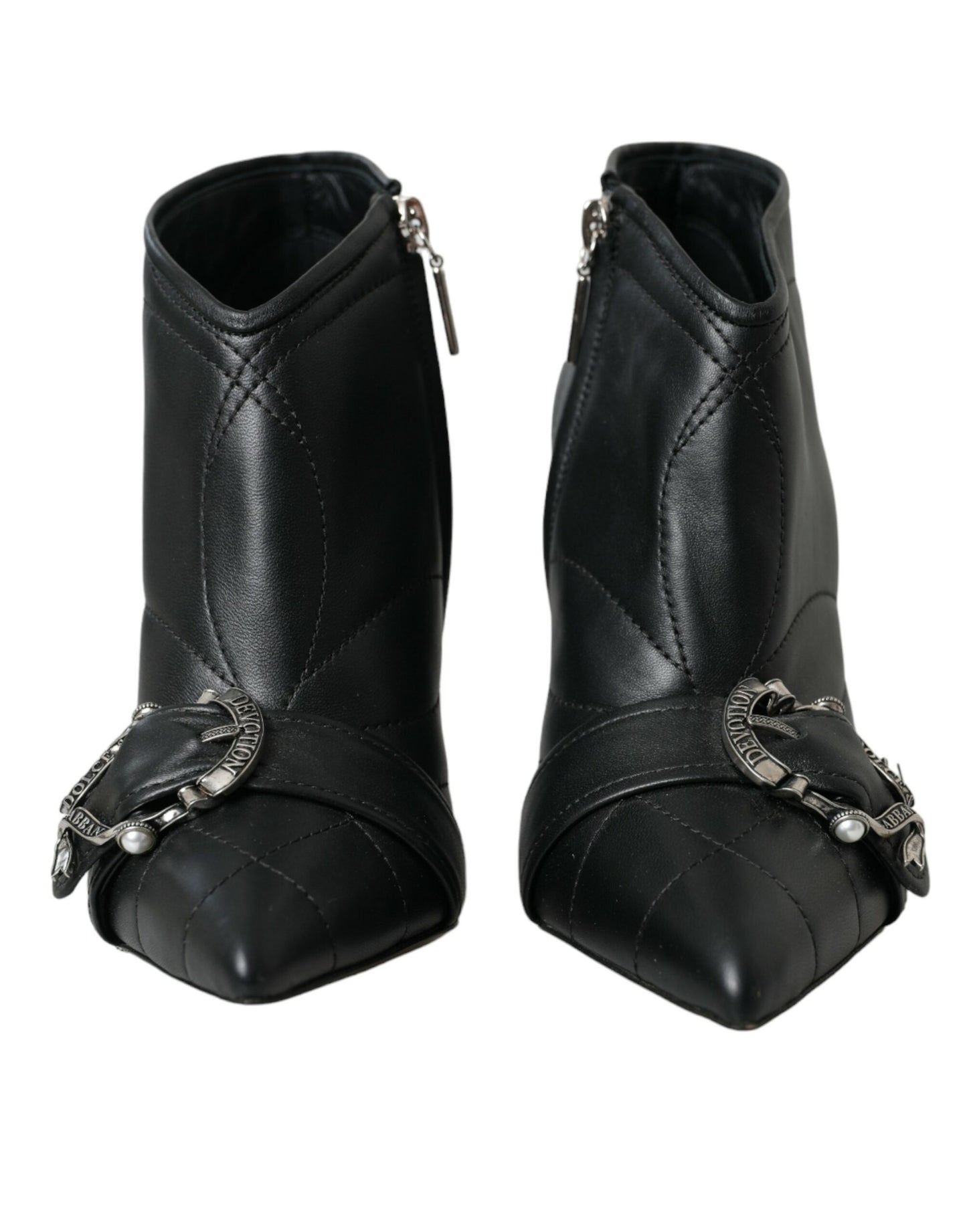 Dolce &amp; Gabbana Black Devotion Quilted Buckle Boots Shoes