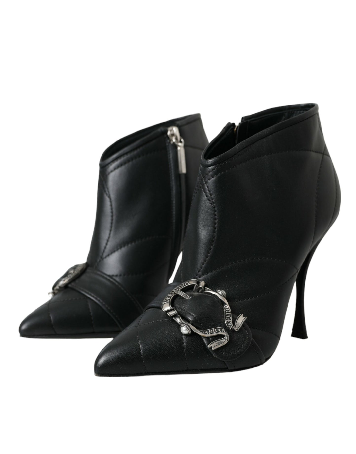 Dolce &amp; Gabbana Black Devotion Quilted Buckle Boots Shoes