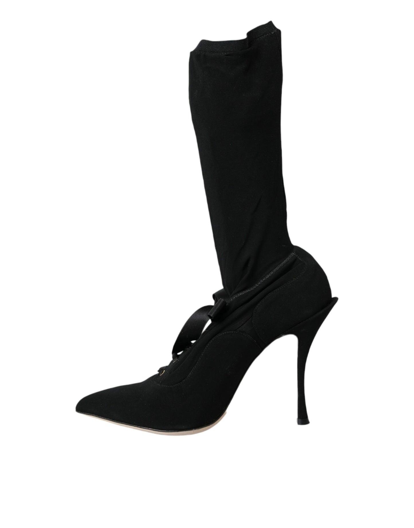 Dolce &amp; Gabbana Black Stiletto Heels Mid Calf Boots Shoes