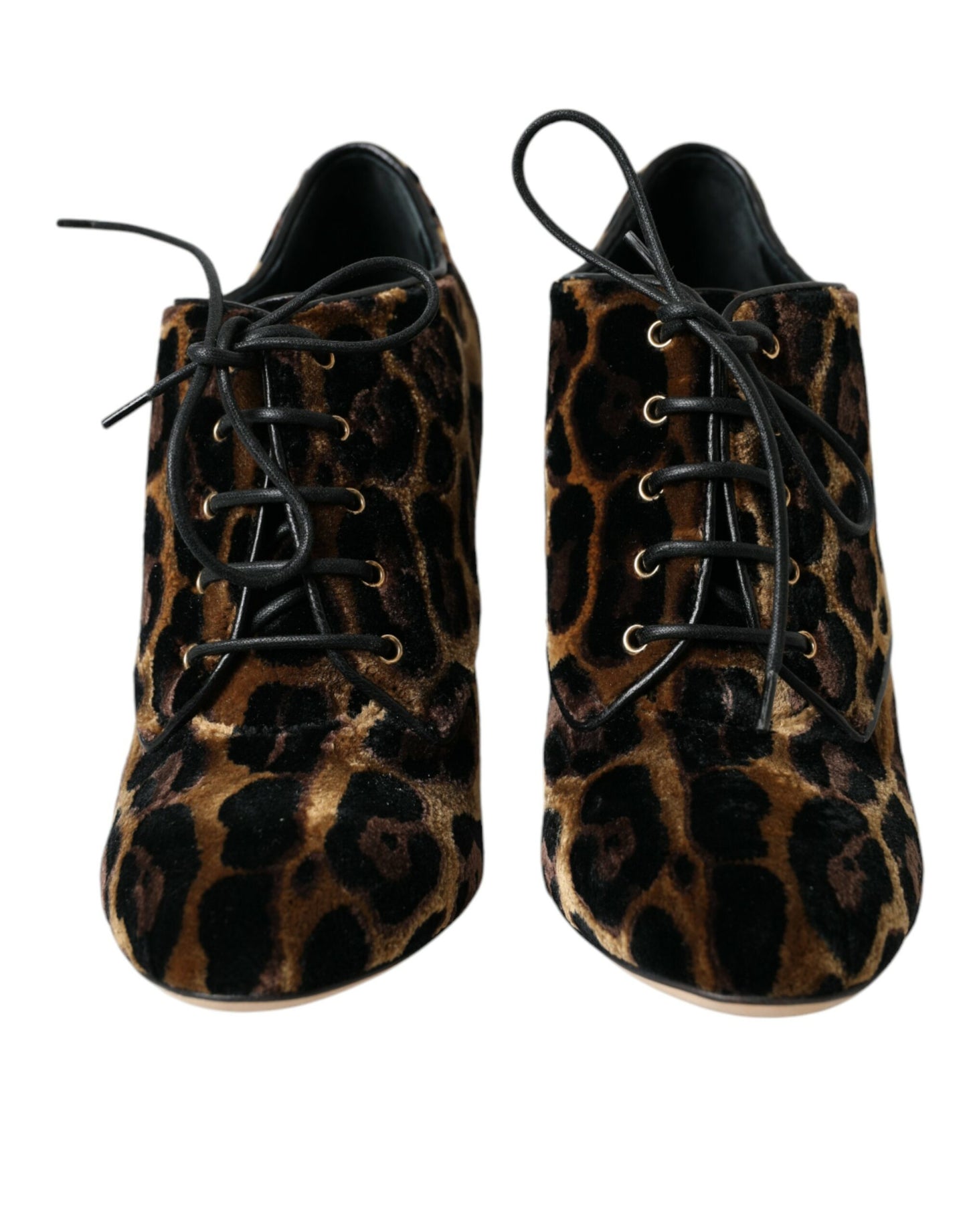 Dolce &amp; Gabbana Brown Leopard Hair Lace Up Boots Shoes