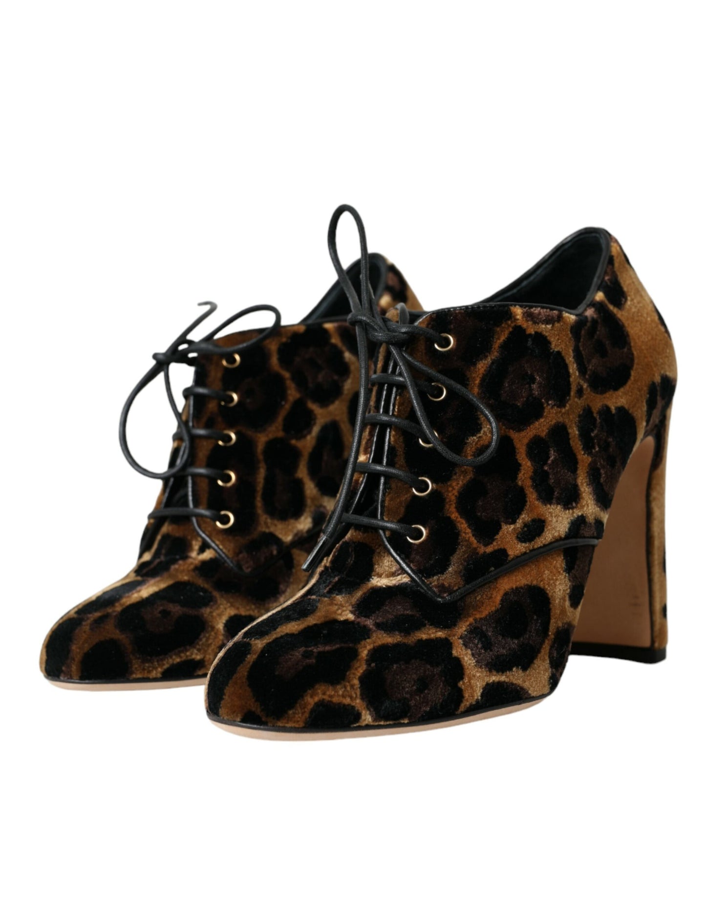 Dolce &amp; Gabbana Brown Leopard Hair Lace Up Boots Shoes