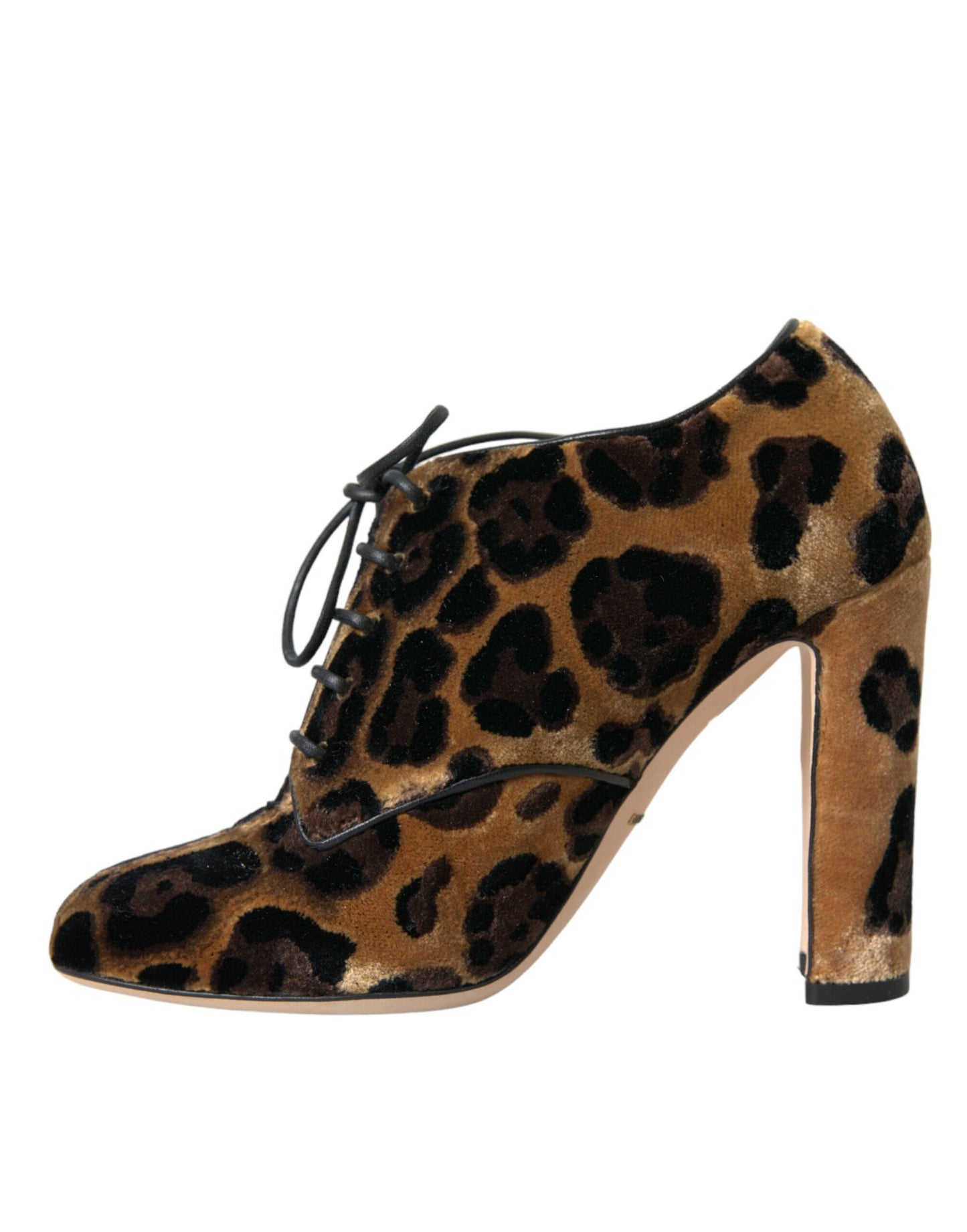 Dolce &amp; Gabbana Brown Leopard Hair Lace Up Boots Shoes