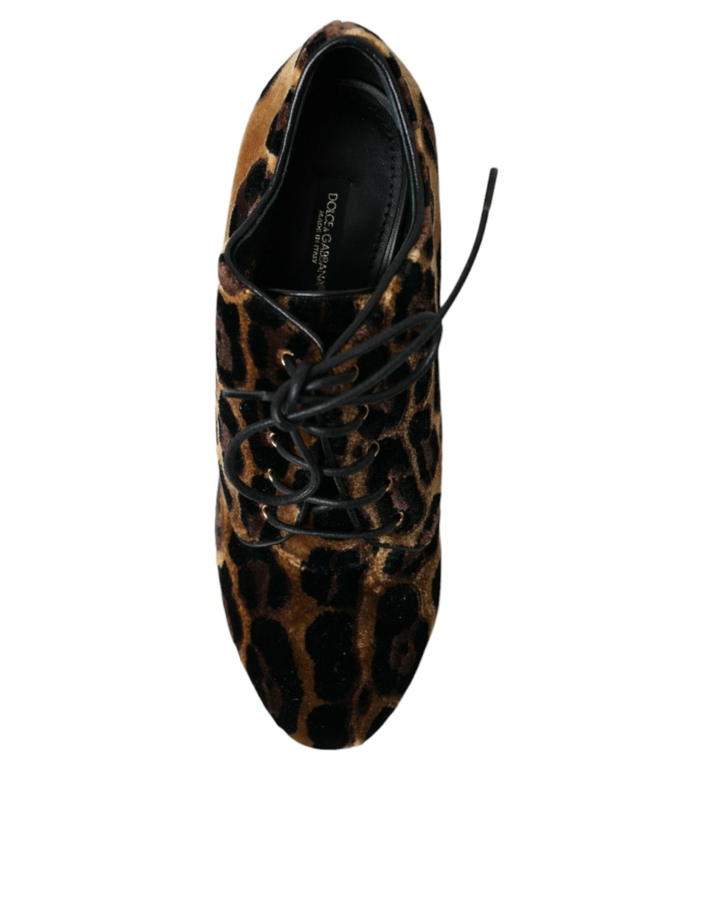 Dolce &amp; Gabbana Brown Leopard Hair Lace Up Boots Shoes