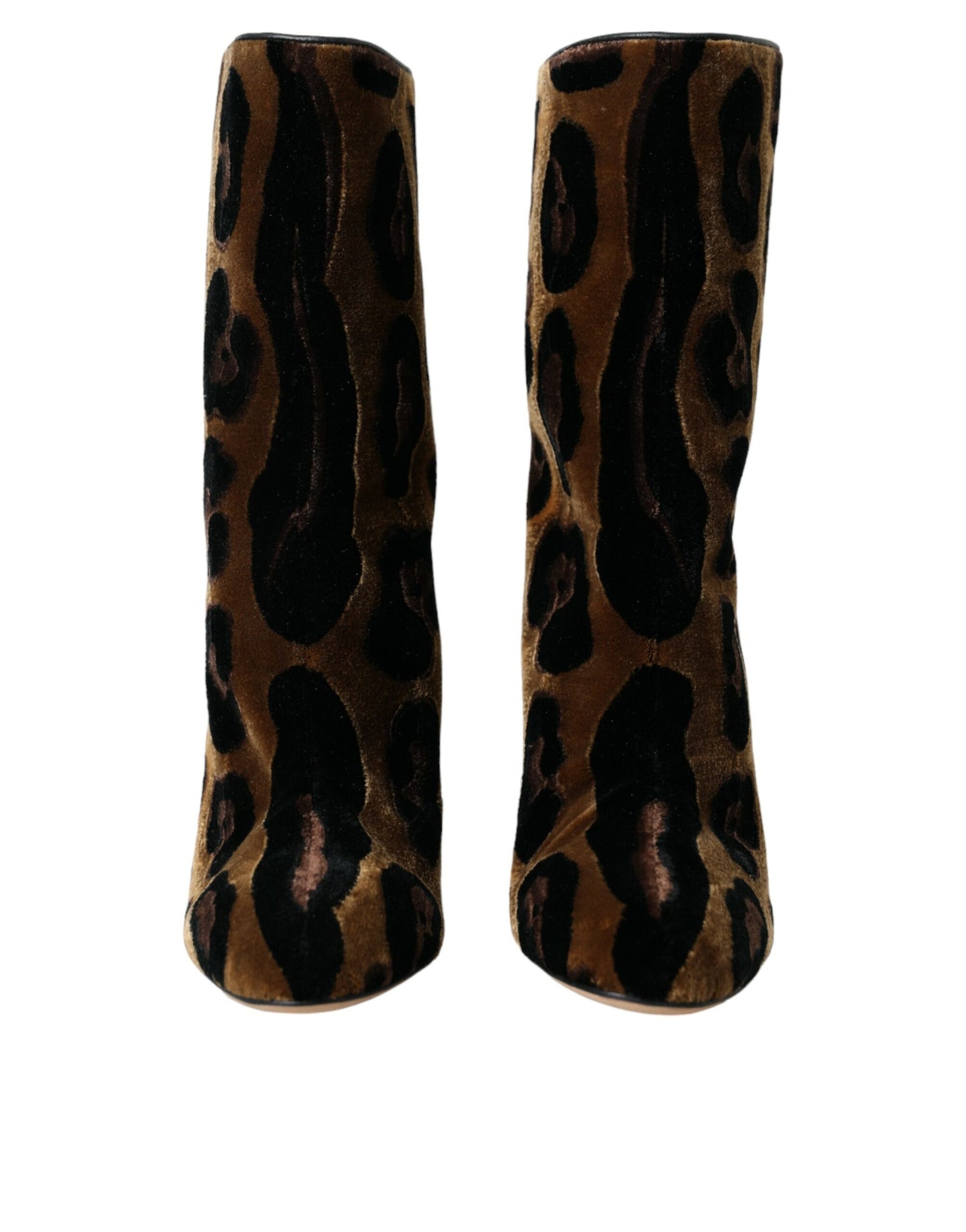 Dolce &amp; Gabbana Brown Giraffe Leather Mid Calf Boots Shoes