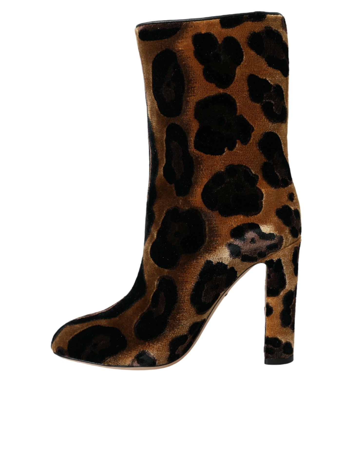 Dolce &amp; Gabbana Brown Giraffe Leather Mid Calf Boots Shoes