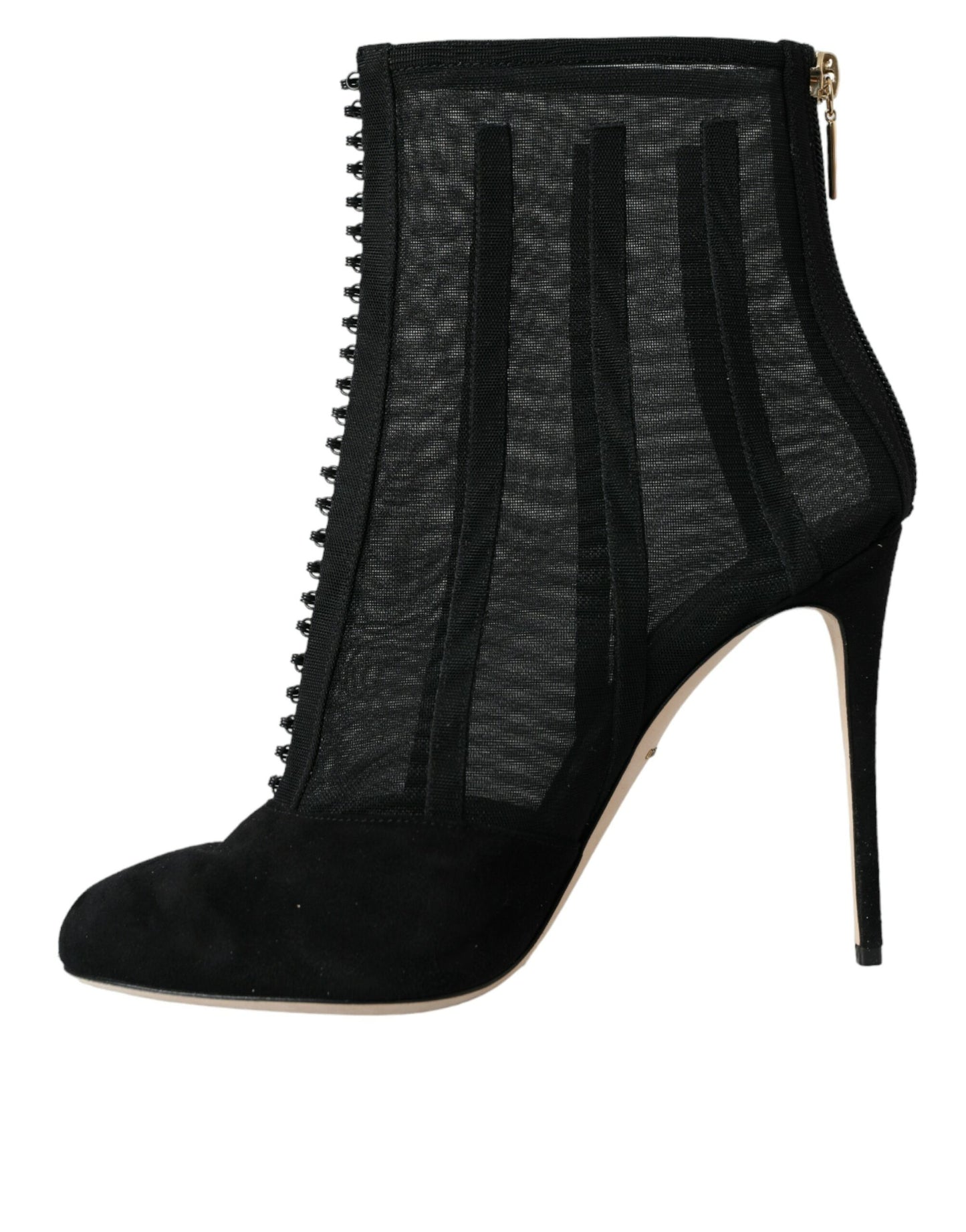 Dolce &amp; Gabbana Black Mesh Stiletto Heels Ankle Boots Shoes