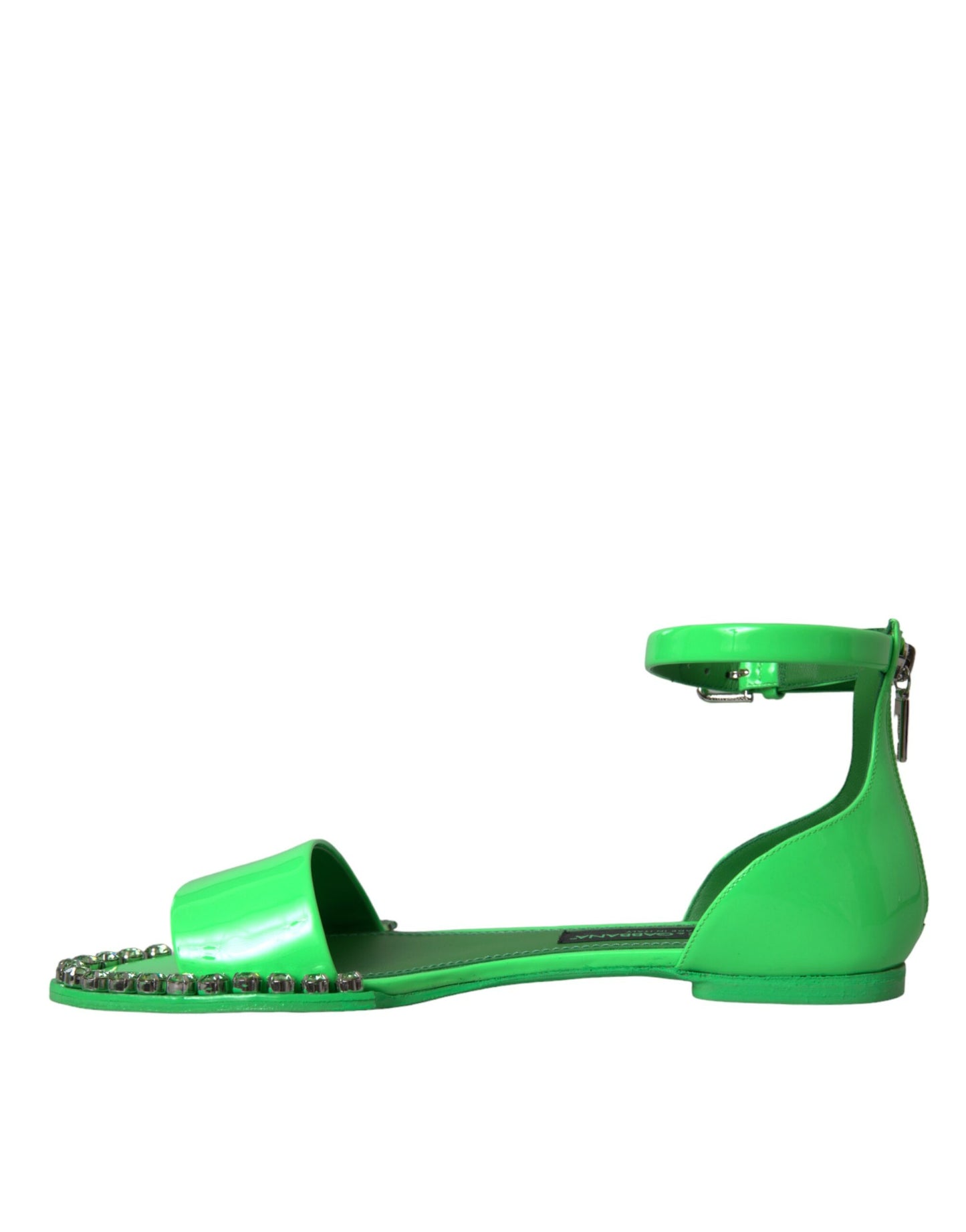 Dolce &amp; Gabbana Neon Green Crystal Ankle Strap Sandals Shoes