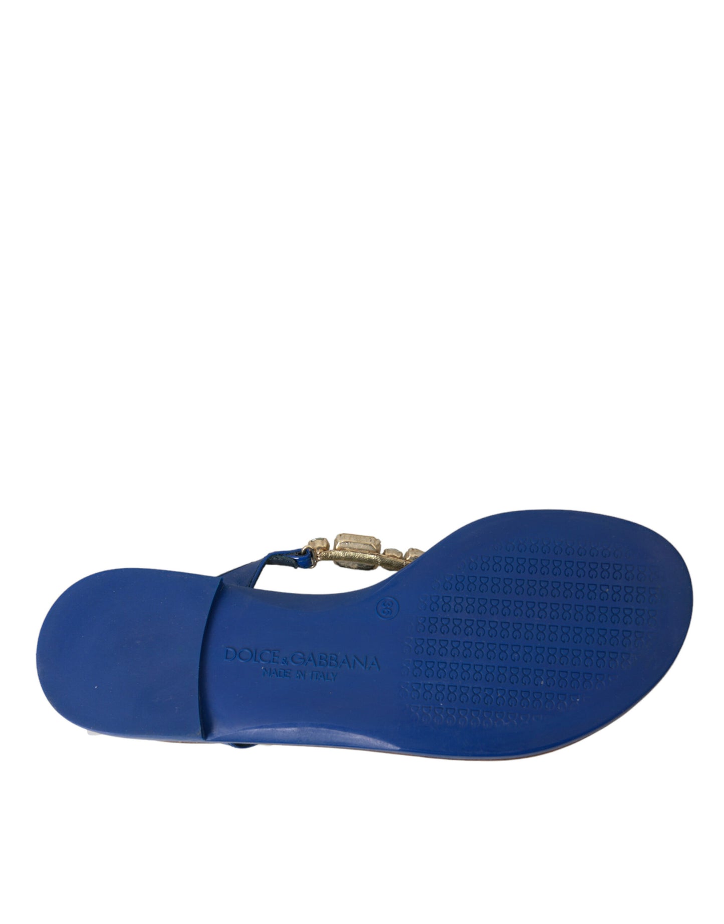 Dolce &amp; Gabbana Blue Crystal Calf Leather Beach Shoes