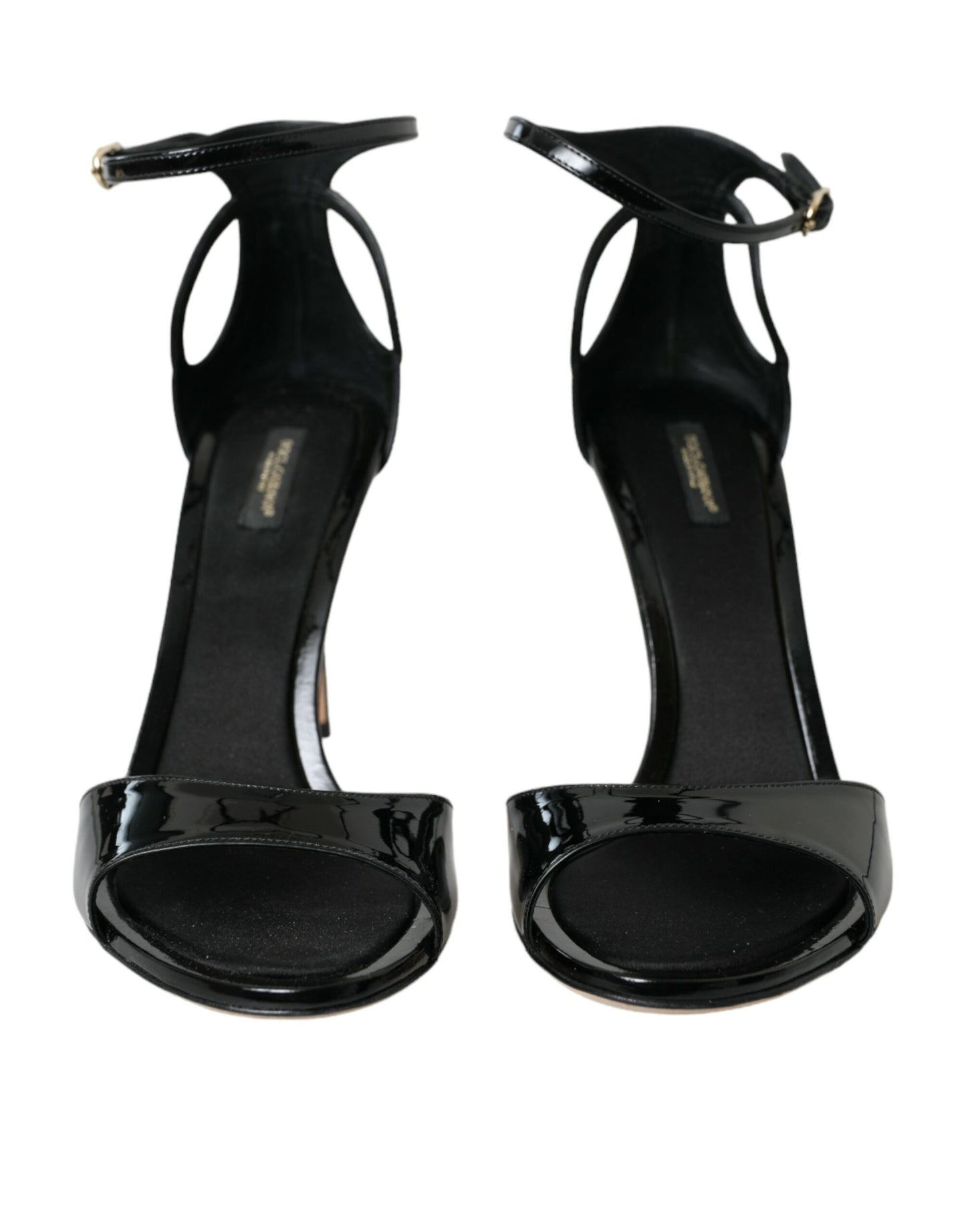 Dolce &amp; Gabbana Black KEIRA Leather Heels Sandals Shoes