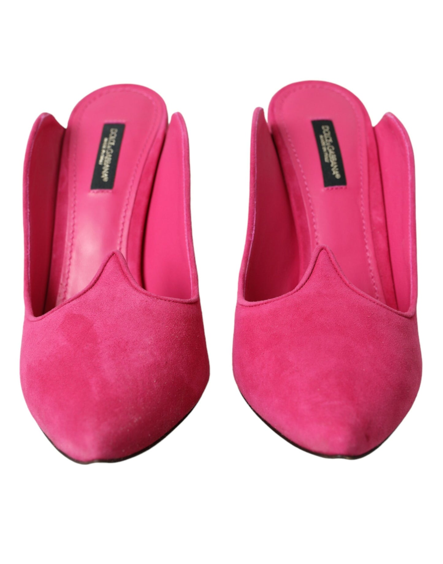 Dolce &amp; Gabbana Fuchsia Suede Mules Sandals Shoes