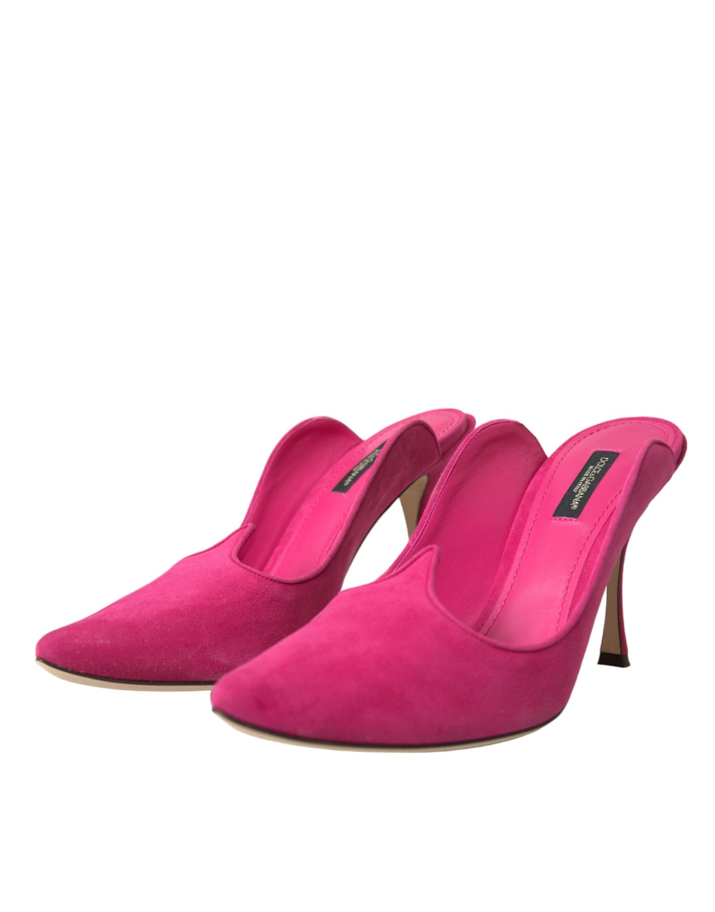 Dolce &amp; Gabbana Fuchsia Suede Mules Sandals Shoes