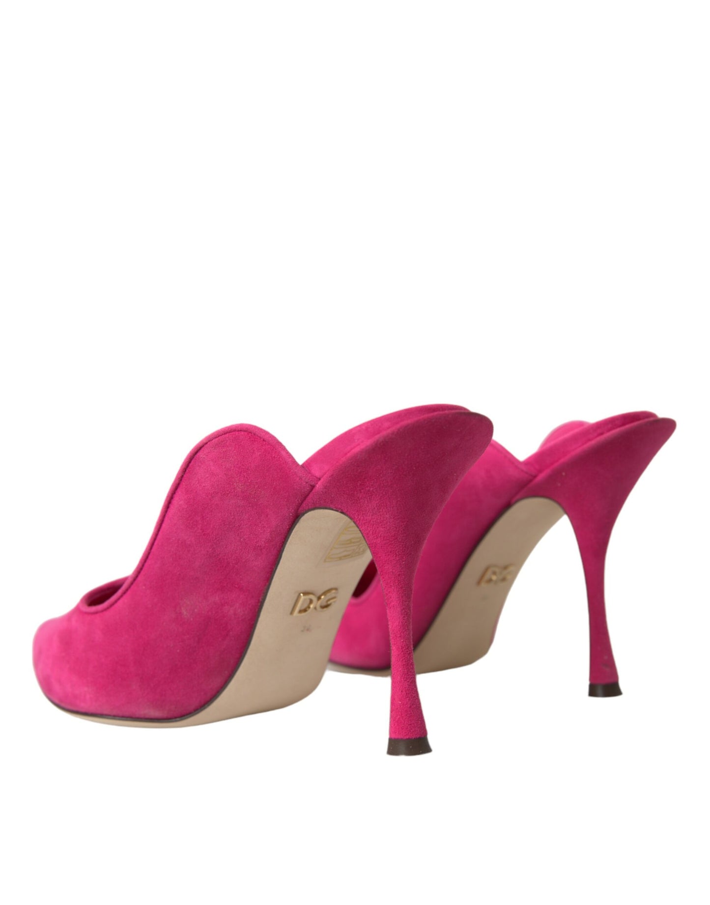 Dolce &amp; Gabbana Fuchsia Suede Mules Sandals Shoes