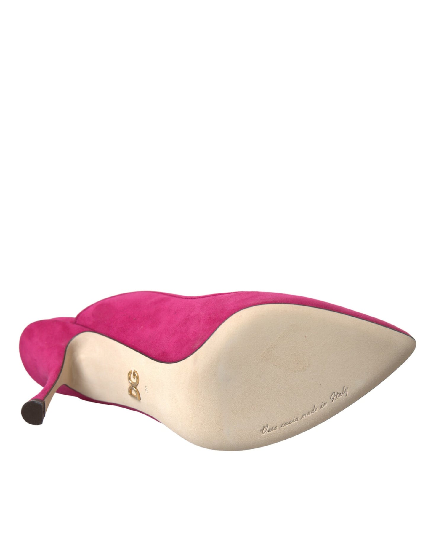 Dolce &amp; Gabbana Fuchsia Suede Mules Sandals Shoes