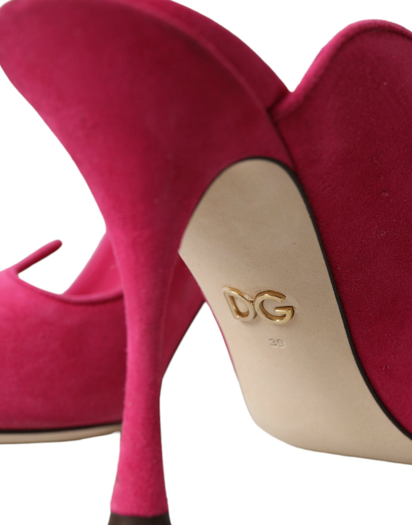 Dolce &amp; Gabbana Fuchsia Suede Mules Sandals Shoes