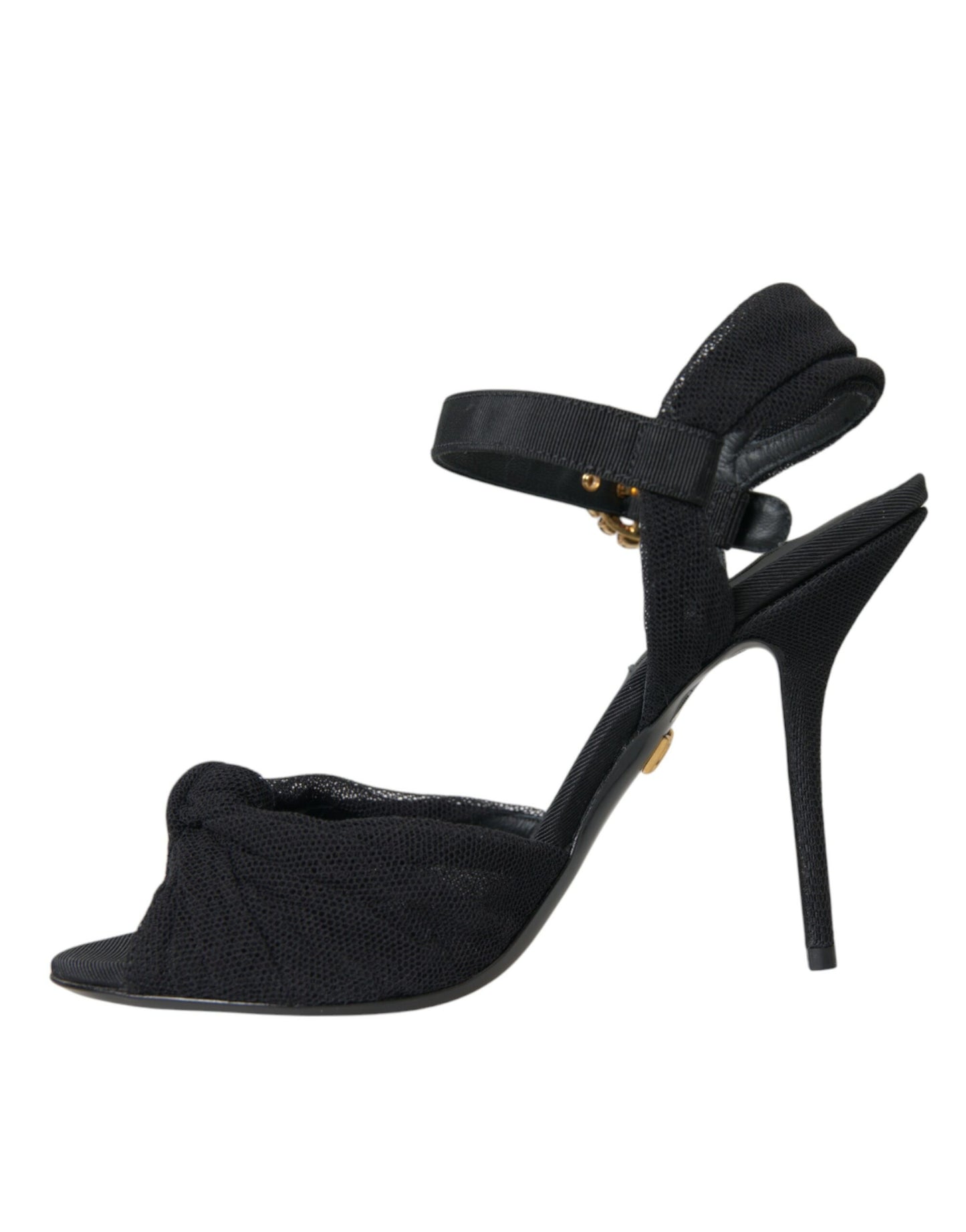 Dolce &amp; Gabbana Black Suede Embellished Heels Sandals Shoes