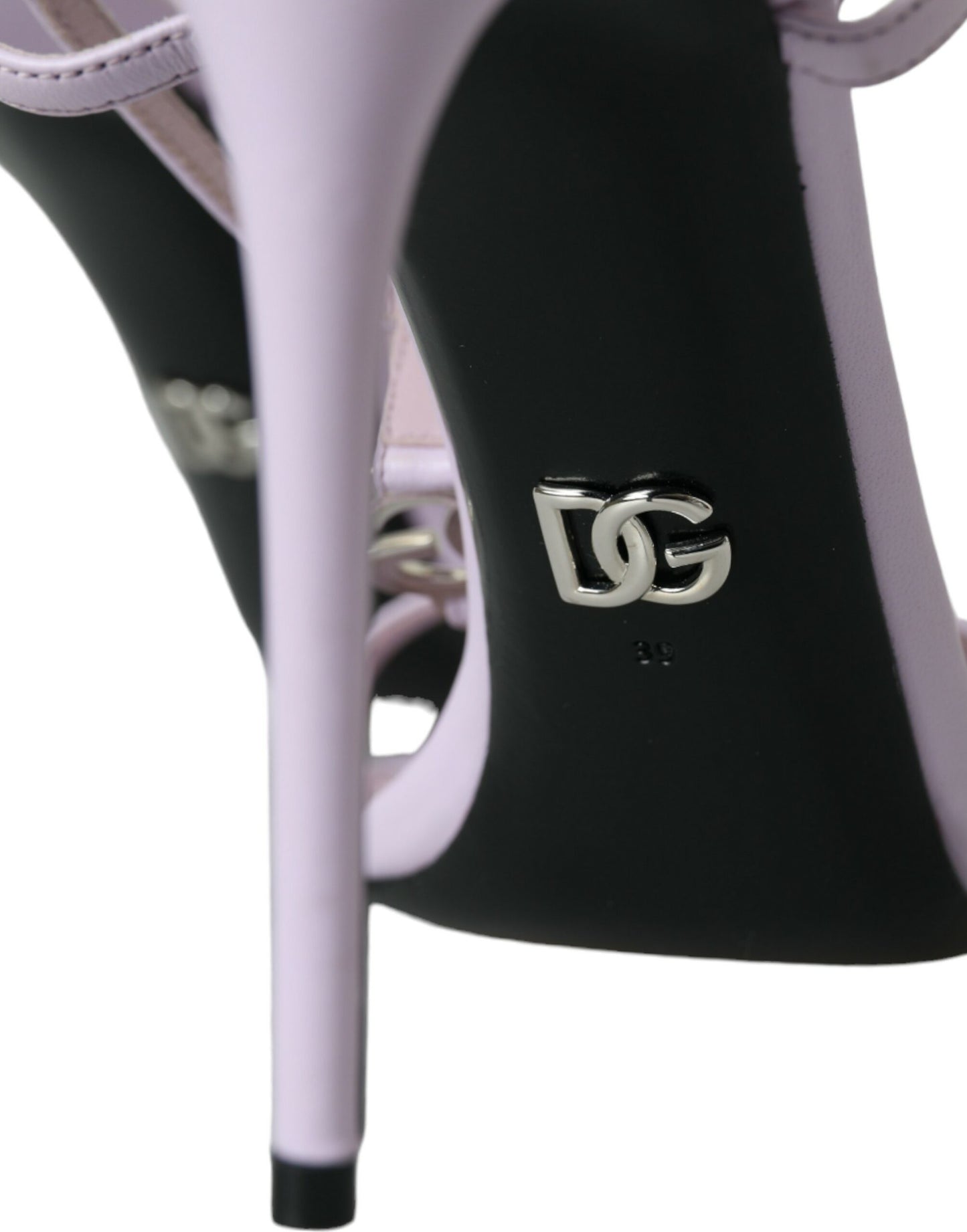 Dolce &amp; Gabbana Purple Leather Logo Ankle Strap Heels Sandals Shoes