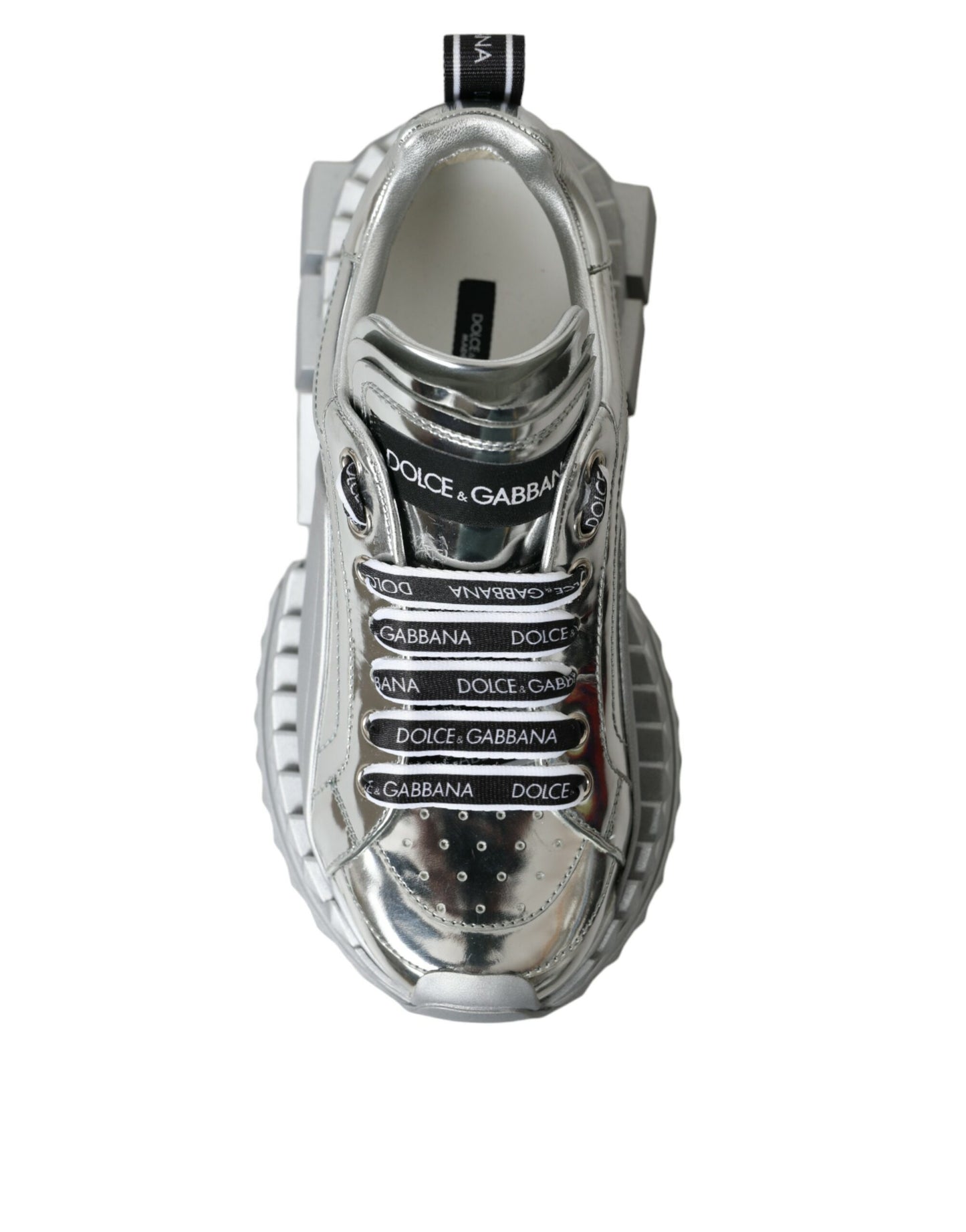 Dolce &amp; Gabbana Silver Leather Super Queen Sneakers Shoes