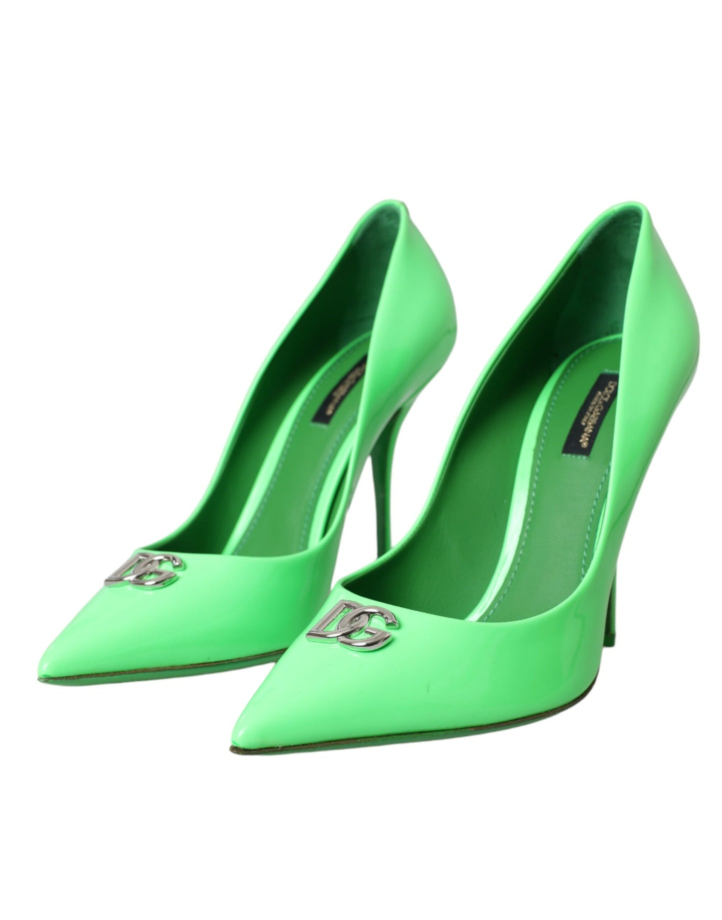 Dolce & Gabbana Neongrüne Lackleder Logo Pumps Schuhe