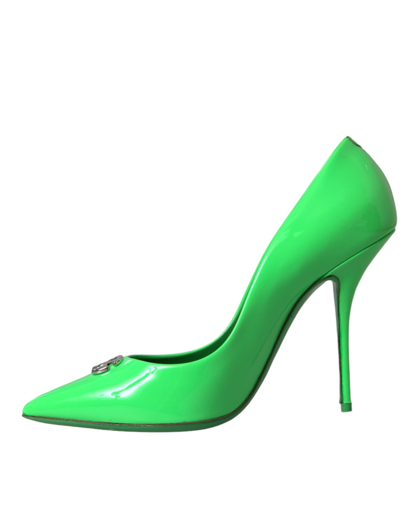 Dolce & Gabbana Neongrüne Lackleder Logo Pumps Schuhe