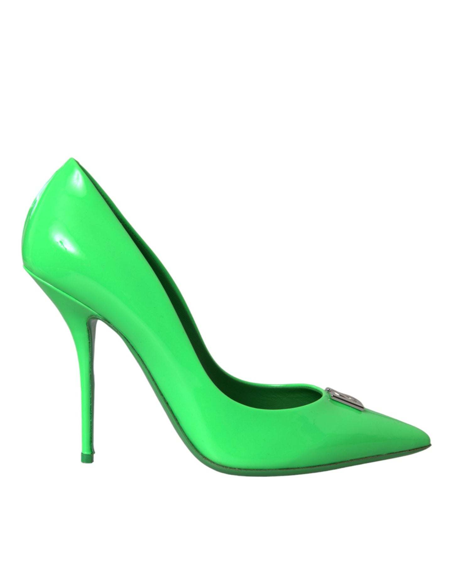 Dolce & Gabbana Neongrüne Lackleder Logo Pumps Schuhe