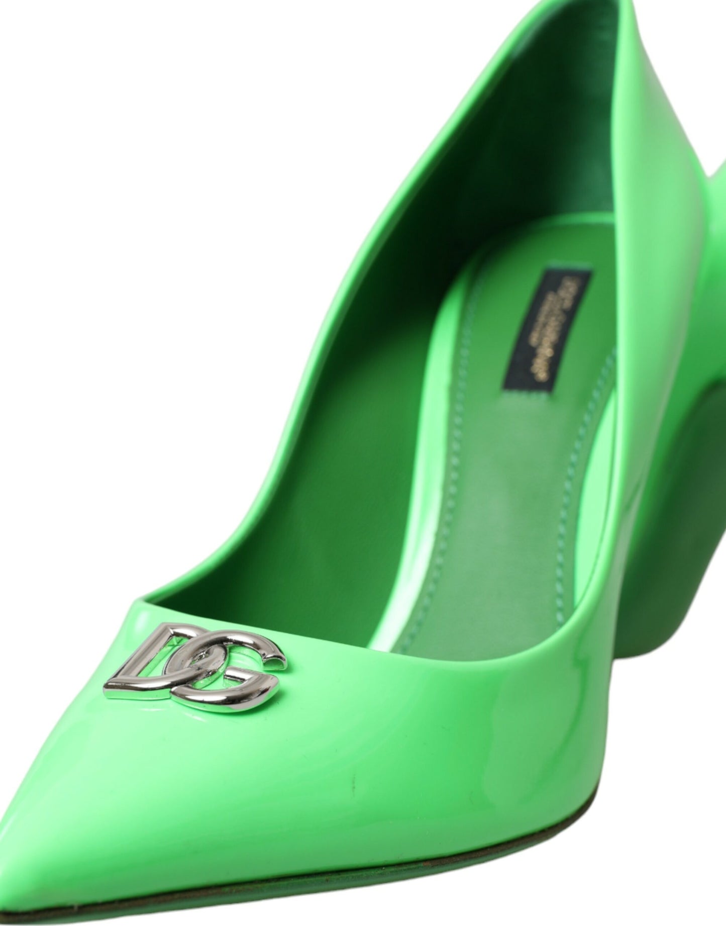 Dolce & Gabbana Neongrüne Lackleder Logo Pumps Schuhe