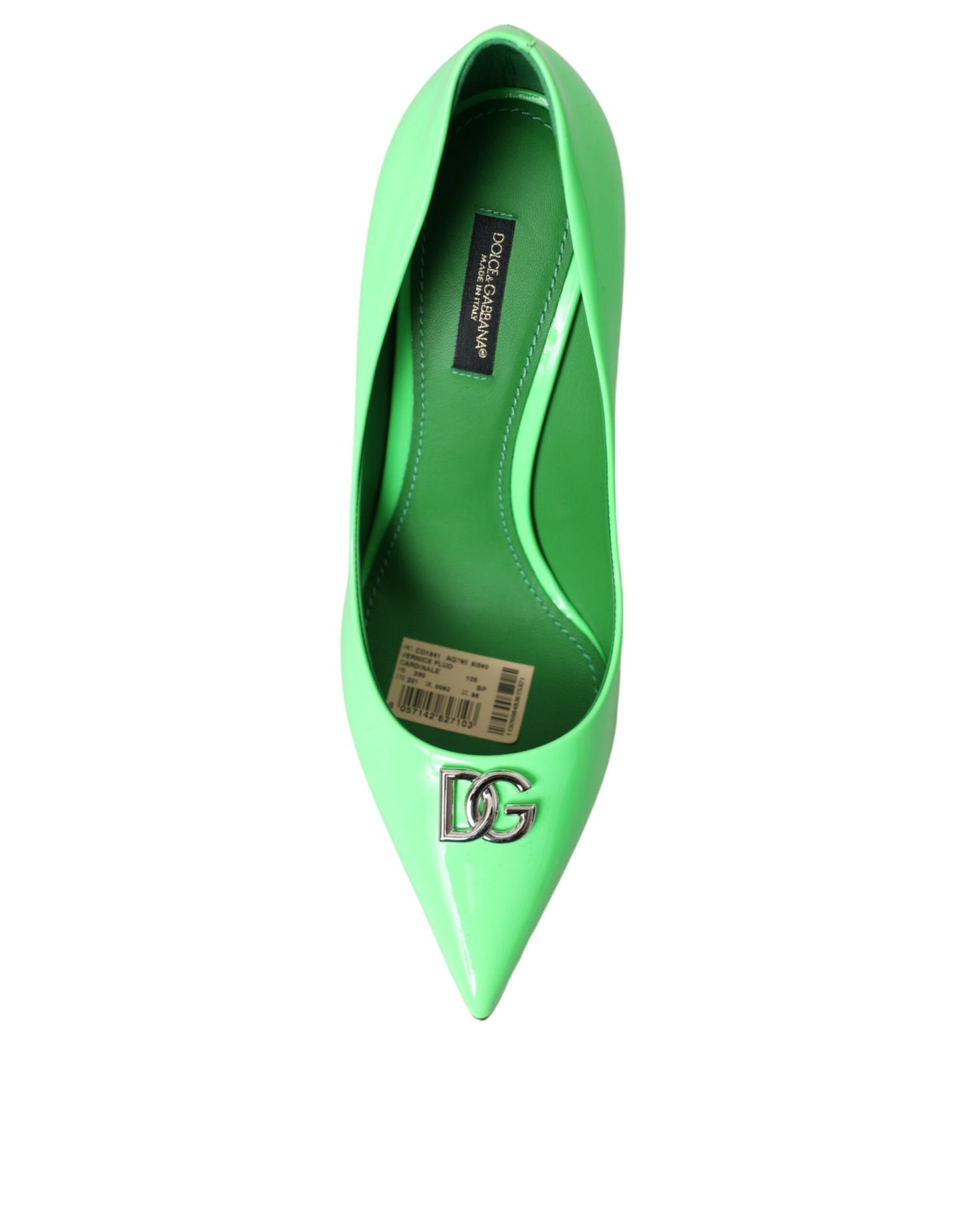 Dolce & Gabbana Neongrüne Lackleder Logo Pumps Schuhe