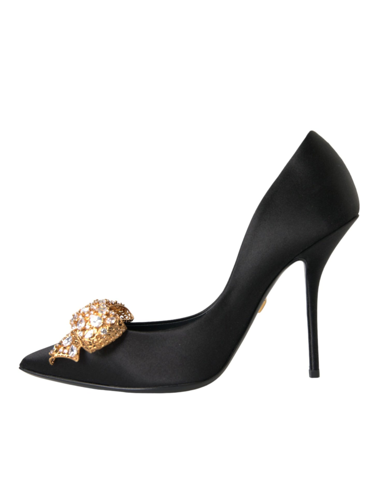 Dolce &amp; Gabbana Black Satin Bow Embellished Heels Pumps Shoes