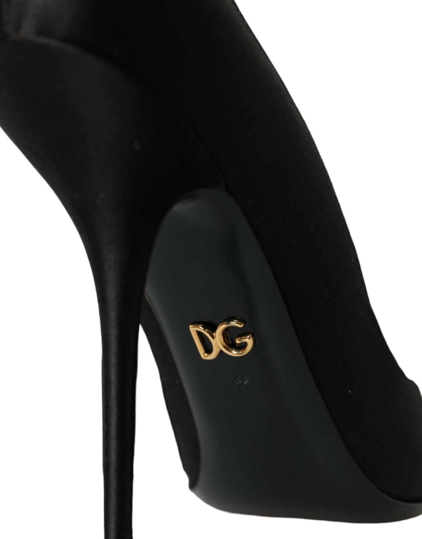 Dolce &amp; Gabbana Black Satin Bow Embellished Heels Pumps Shoes