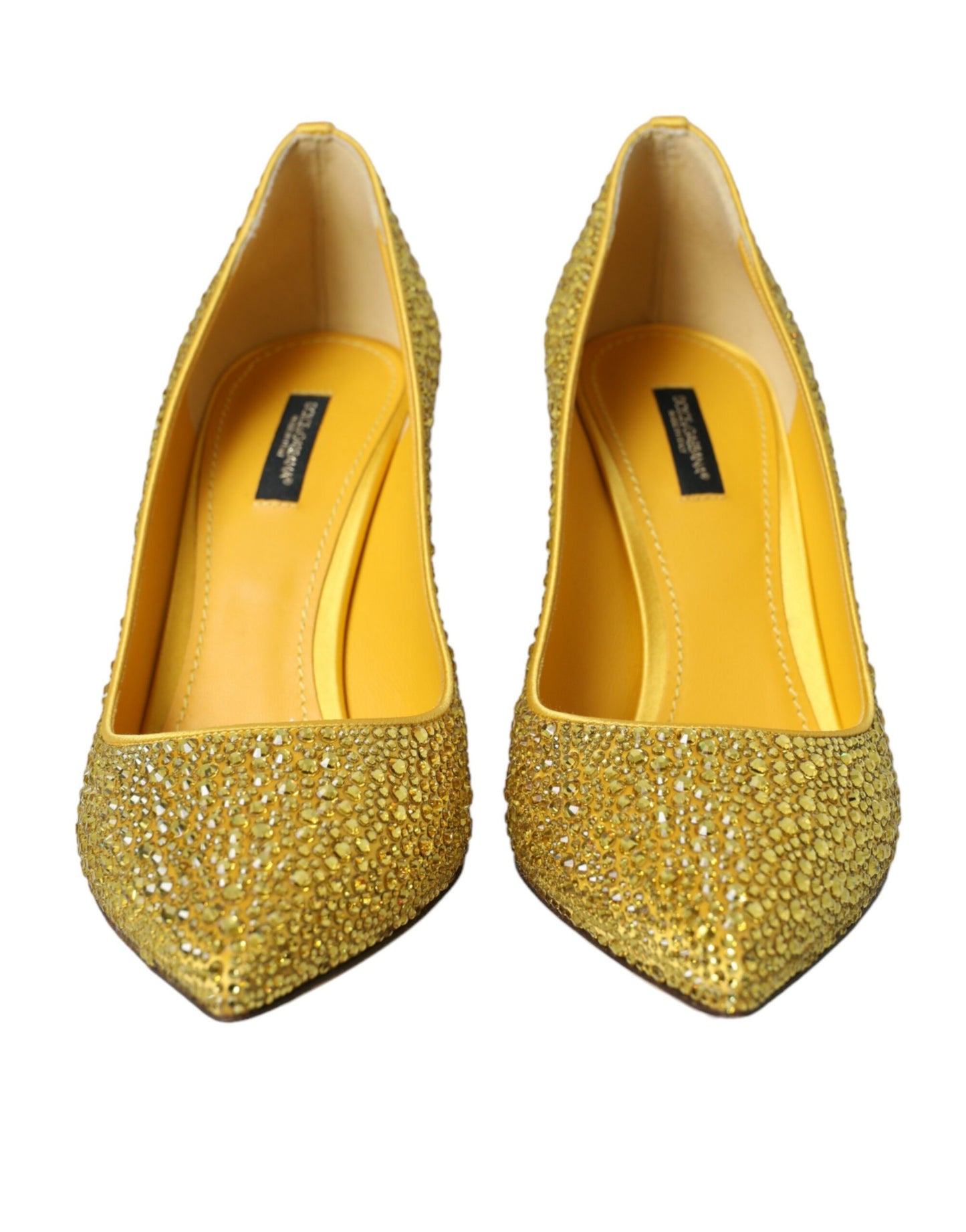 Dolce &amp; Gabbana Yellow Rhinestone Crystal Heels Pumps Shoes